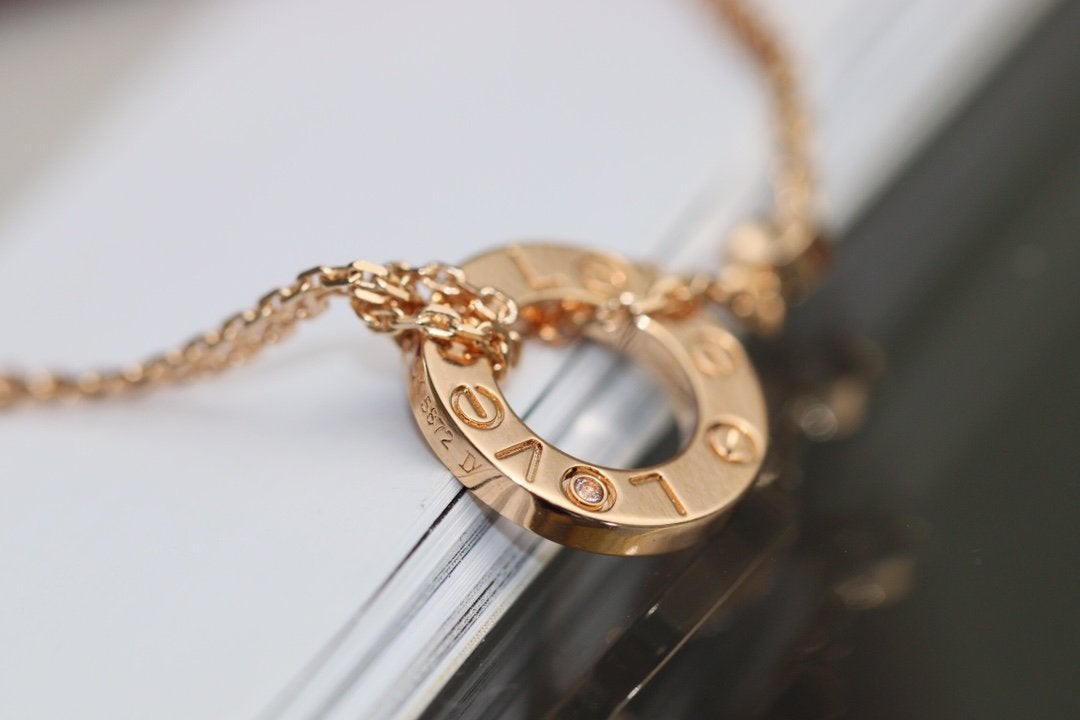 [Solara Jewelry]LOVE NECKLACE ADJUSTABLE ROSE GOLD 2 DIAMOND