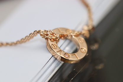 [Solara Jewelry]LOVE NECKLACE ADJUSTABLE ROSE GOLD 2 DIAMOND