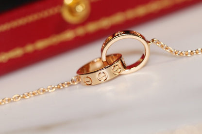 [Solara Jewelry]LOVE NECKLACE PINK GOLD AND SILVER