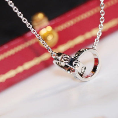 [Solara Jewelry]LOVE NECKLACE PINK GOLD AND SILVER