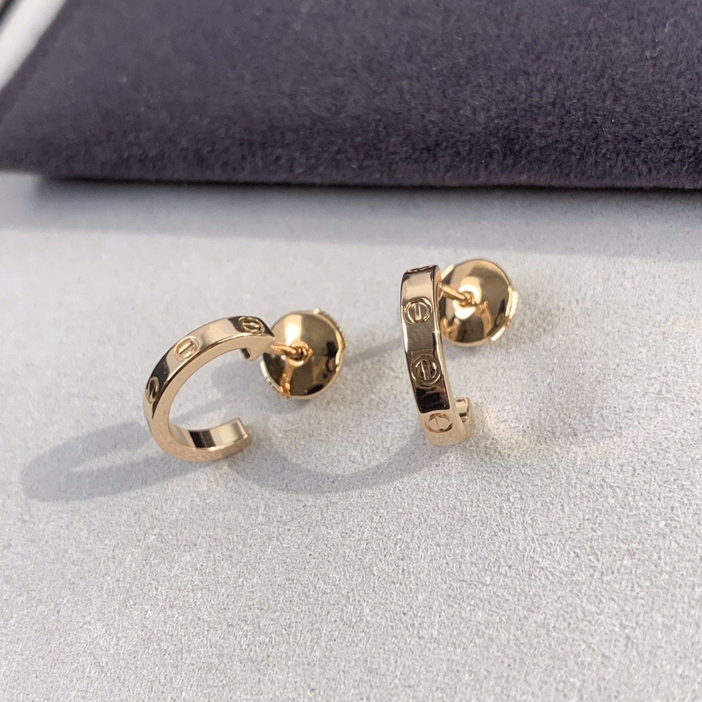 [Solara Jewelry]LOVE EARRINGS 2.65MM PINK GOLD