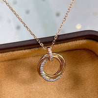 [Solara Jewelry]TRINITY NECKLACE SILVER GOLD PINK GOLD DIAMONDS
