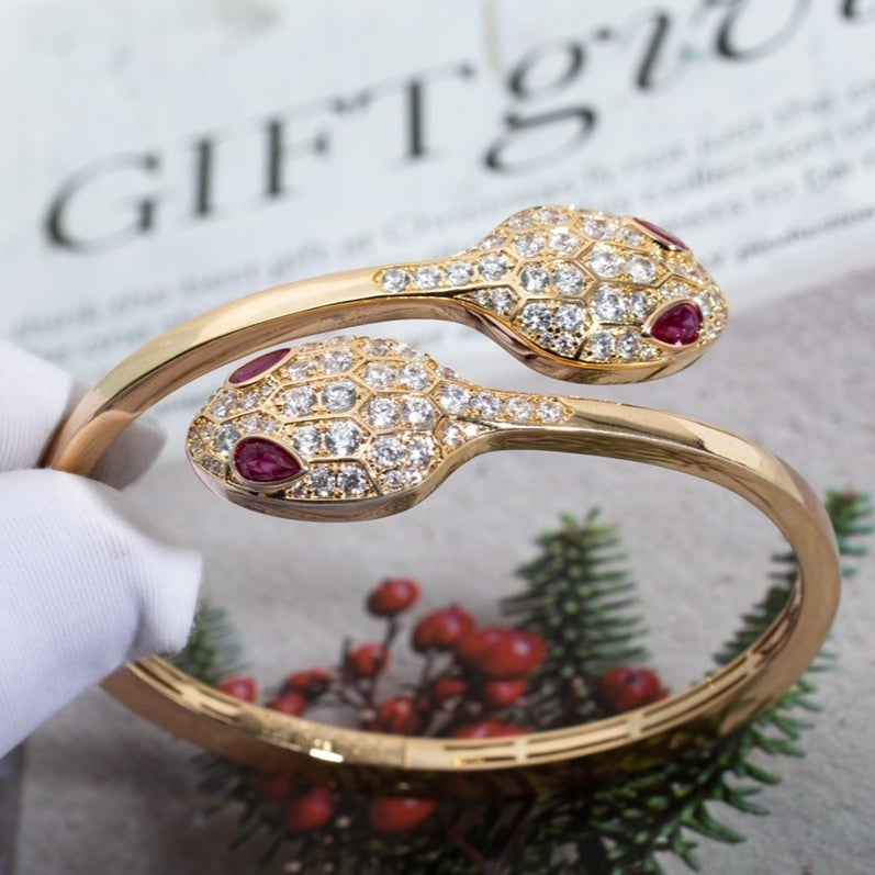 [Solara Jewelry]SERPENTI BRACELET PINK GOLD DIAMOND DOUBLE SNAKE