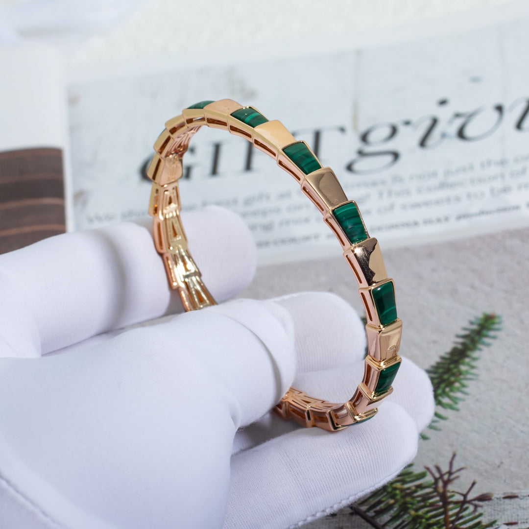 [Solara Jewelry]SERPENTI BRACELET PINK GOLD MALACHITE