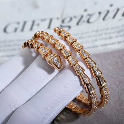 [Solara Jewelry]SERPENTI BRACELET PINK GOLD DIAMOND DOUBLE ROW
