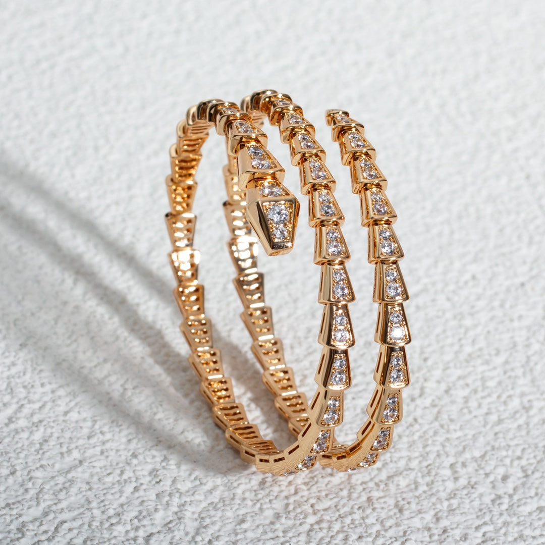 [Solara Jewelry]SERPENTI BRACELET PINK GOLD DIAMOND DOUBLE ROW