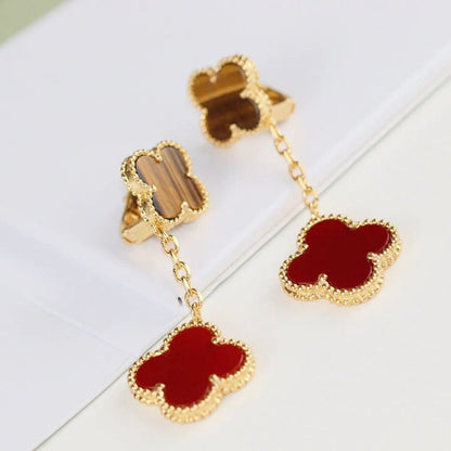 [Solara Jewelry]CLOVER  2 MOTIF  TIGER EYE CARNELIAN EARRINGS