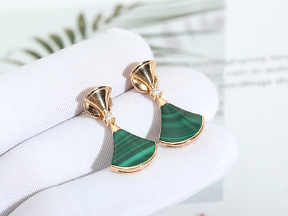 [Solara Jewelry]DREAM MALACHITE PINK GOLD EARRINGS