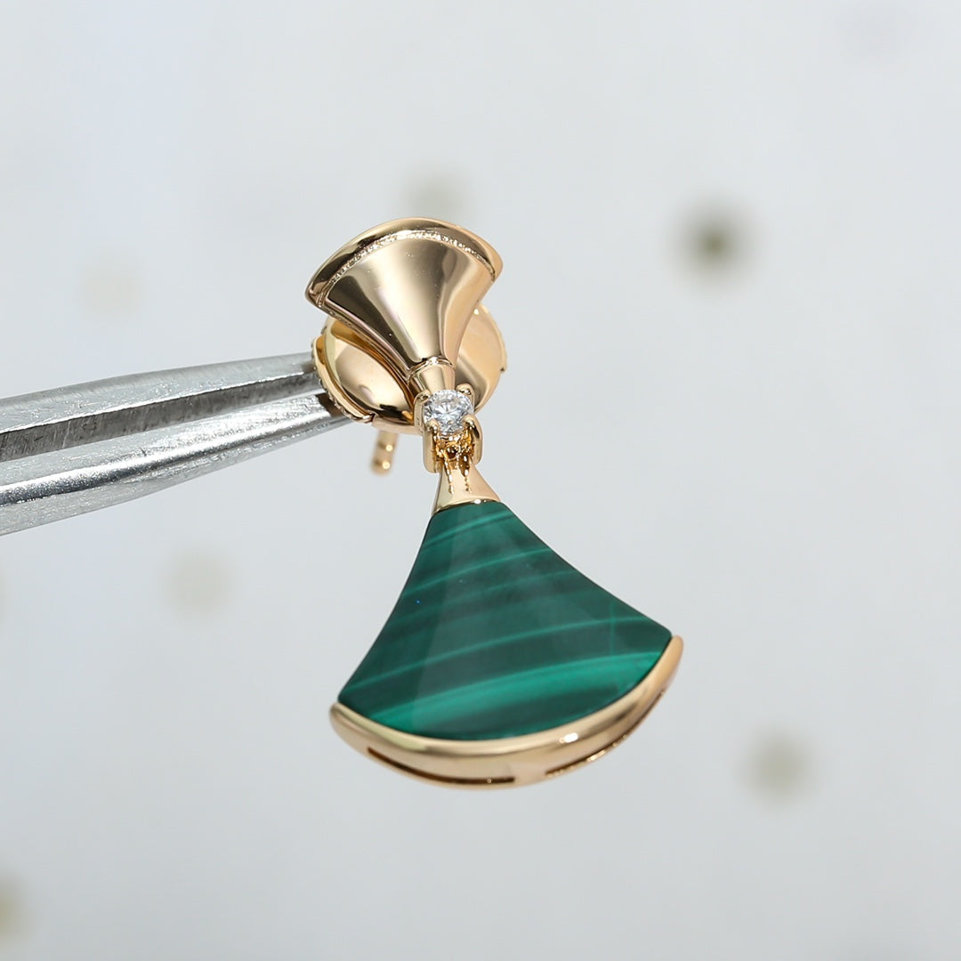 [Solara Jewelry]DREAM MALACHITE PINK GOLD EARRINGS