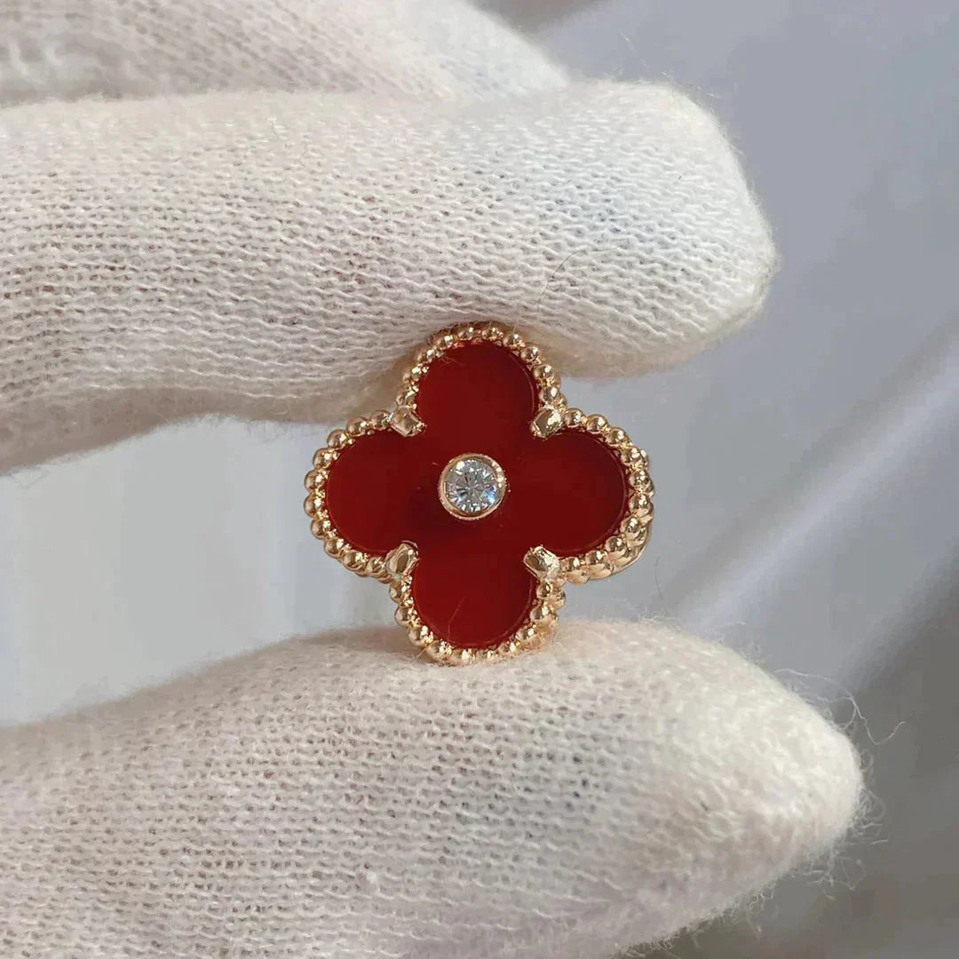 [Solara Jewelry]CLOVER MEDIUM 1 MOTIFS CARNELIAN  DIAMOND earrings