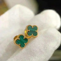 [Solara Jewelry]CLOVER MINI 9.5MM MALACHITE  EARRINGS