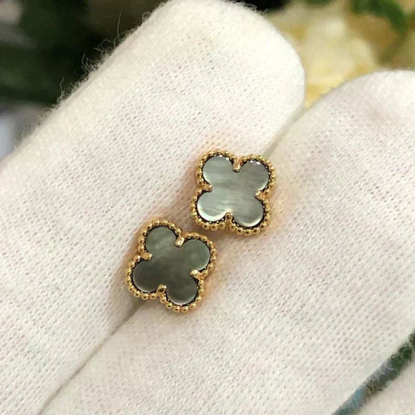 [Solara Jewelry]CLOVER MINI 9.5MM GRAY MOP EARRINGS