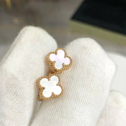 [Solara Jewelry]CLOVER MINI 9.5MM WHITE MOP EARRINGS
