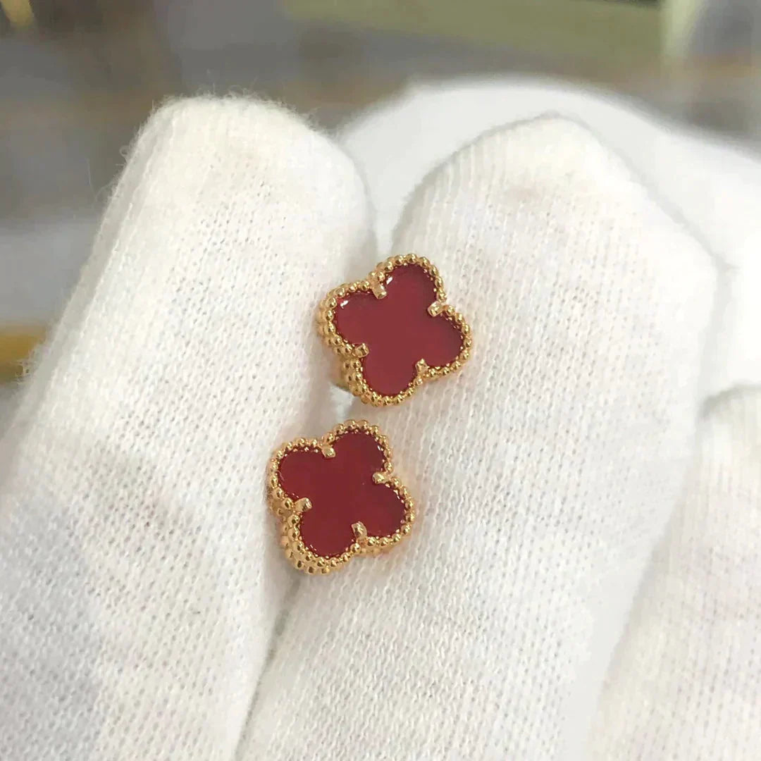 [Solara Jewelry]CLOVER MINI 9.5MM CARNELIAN EARRINGS