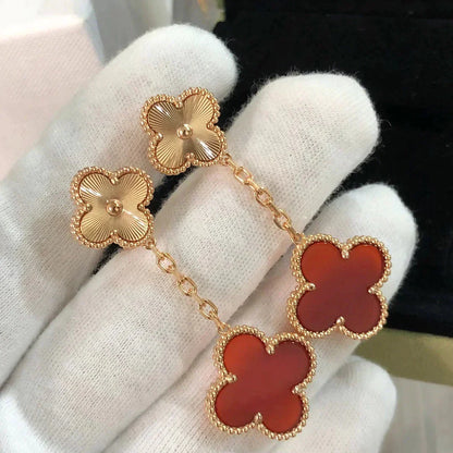 [Solara Jewelry]CLOVER 2 MOTIF  LASER CARNELIAN EARRINGS