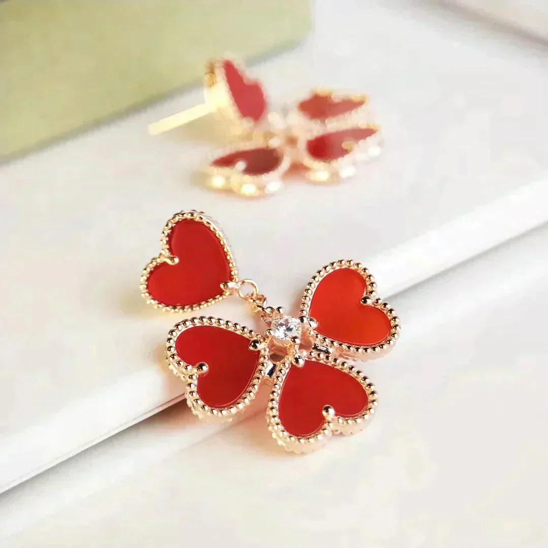 [Solara Jewelry]SWEET CLOVER CARNELIAN EARRINGS