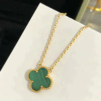 [Solara Jewelry]KLEE 15MM MALACHIT EINZELBLUMEN-HALSKETTE