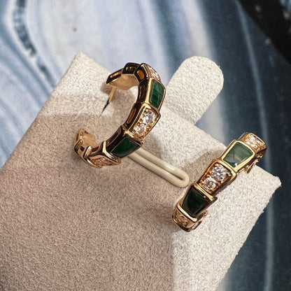 [Solara Jewelry]SERPENTI MALACHITE PINK GOLD EARRINGS