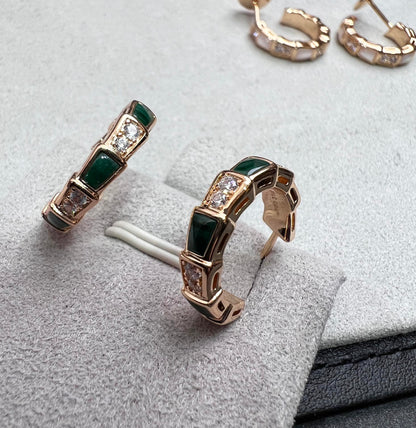[Solara Jewelry]SERPENTI MALACHITE PINK GOLD EARRINGS