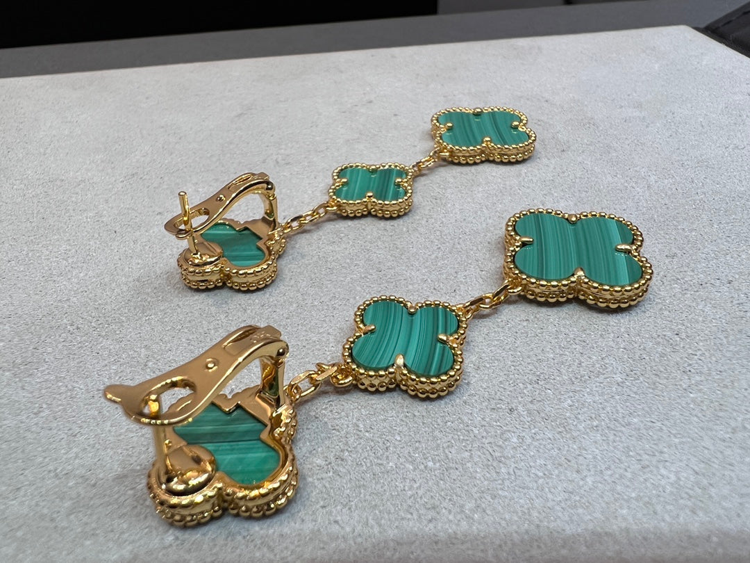 [Solara Jewelry]CLOVER MALACHITE 3 MOTIFS GOLD