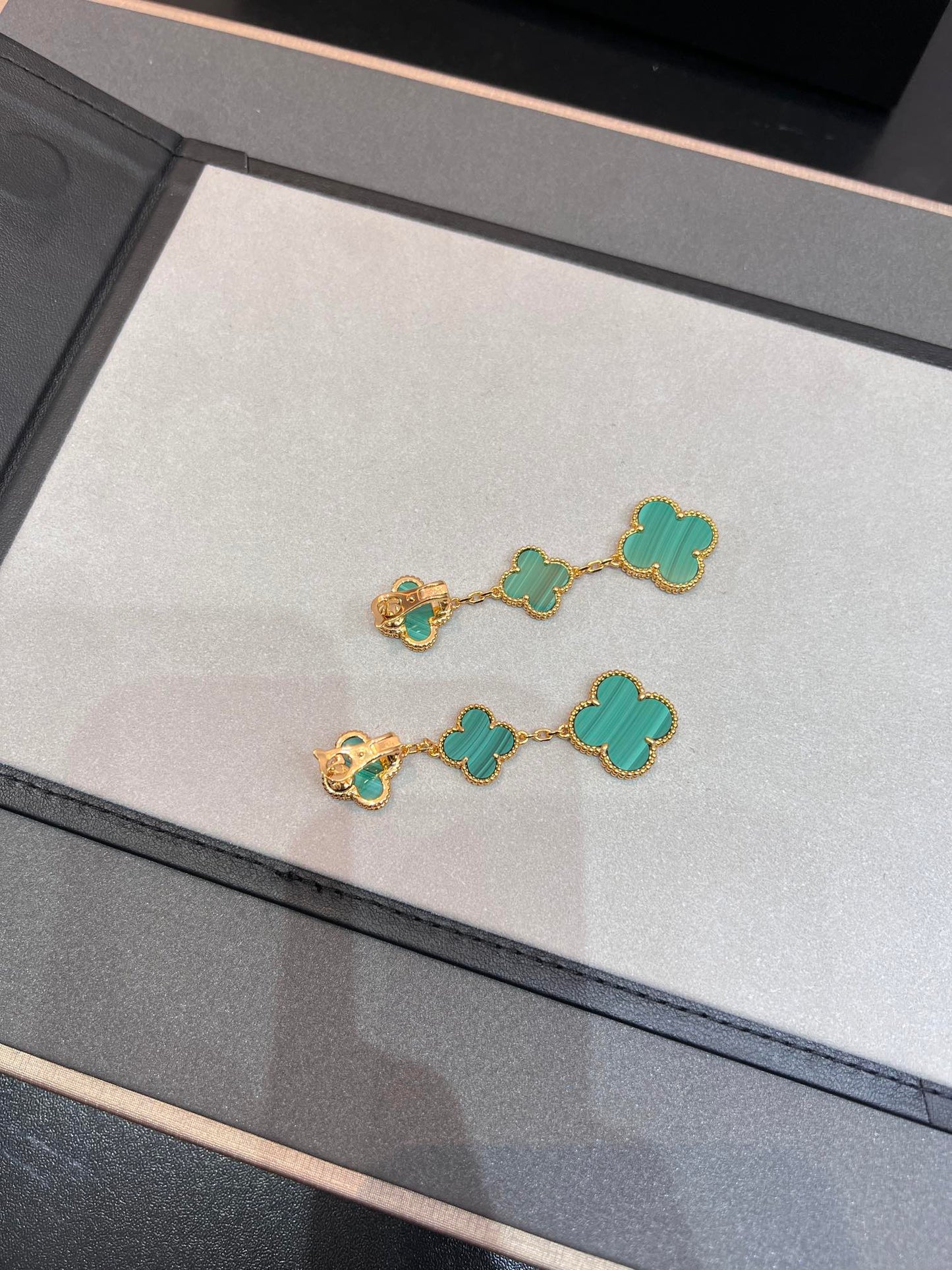 [Solara Jewelry]CLOVER MALACHITE 3 MOTIFS GOLD