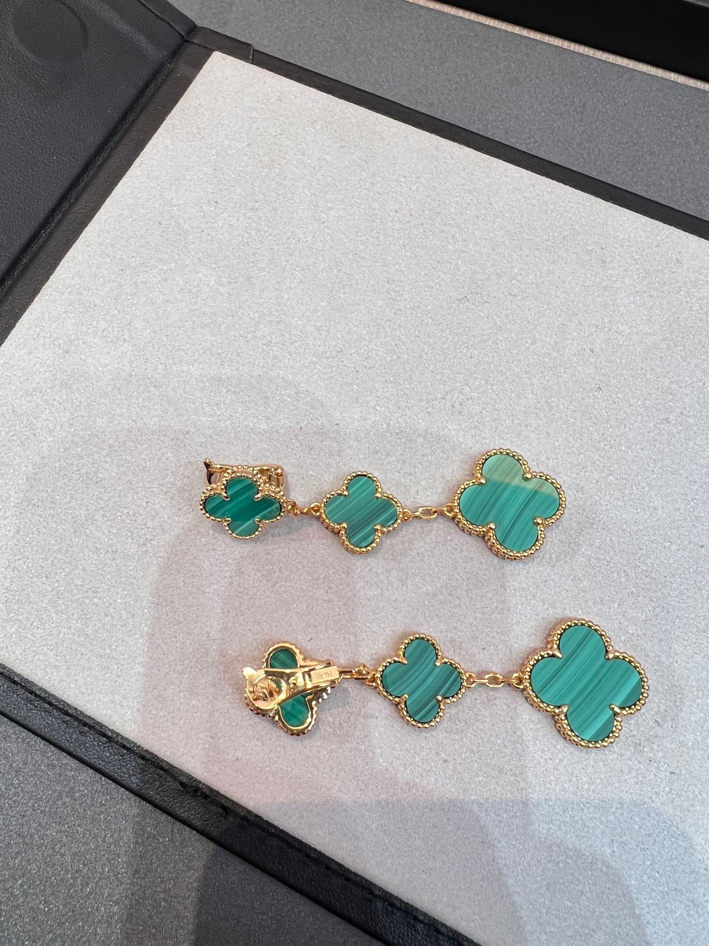 [Solara Jewelry]CLOVER MALACHITE 3 MOTIFS GOLD