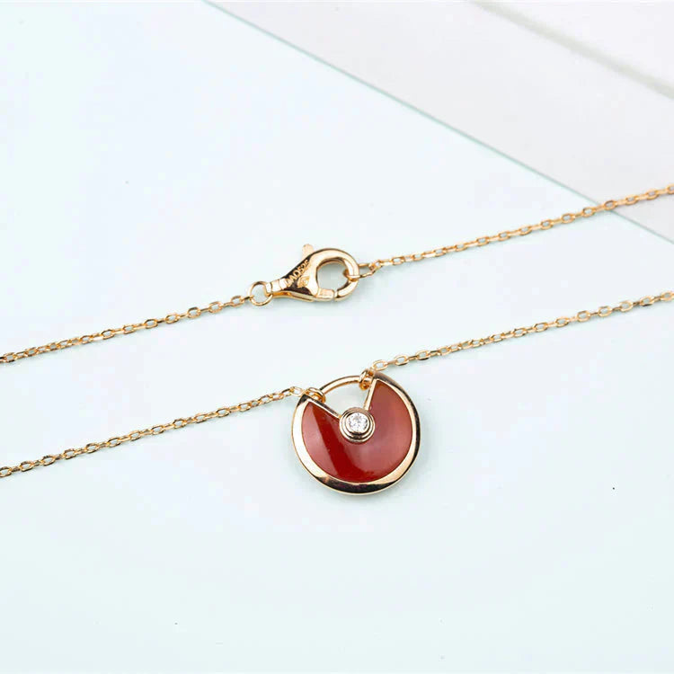 [Solara Jewelry]AMULETTE GOLD CARNELIAN ONYX NECKLACE
