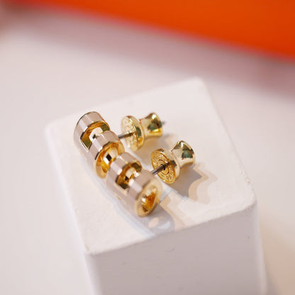 [Solara Jewelry]MINI POP H GOLD EARRINGS GREY