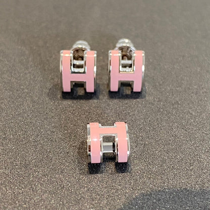 [Solara Jewelry]MINI POP H SILVER EARRINGS PINK