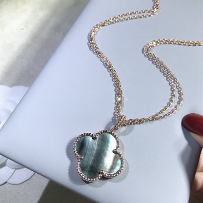 [Solara Jewelry]CLOVER 25MM GOLD DARK MOP BIG CLOVER NECKLACE