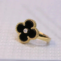 [Solara Jewelry]CLOVER ONYX RING GOLD DIAMOND