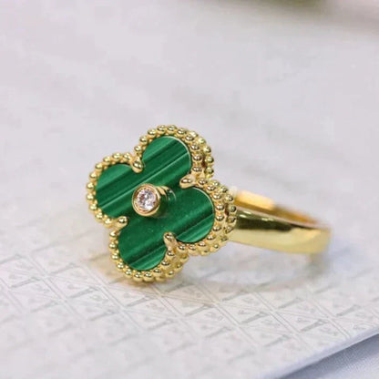 [Solara Jewelry]CLOVER MALACHITE RING GOLD DIAMOND