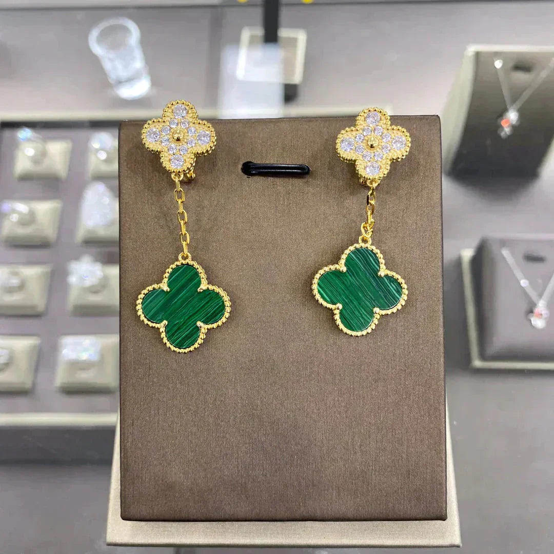 [Solara Jewelry]CLOVER  2 MOTIFS  DIAMOND  EARRINGS (MULTIPLE CHOICESç´