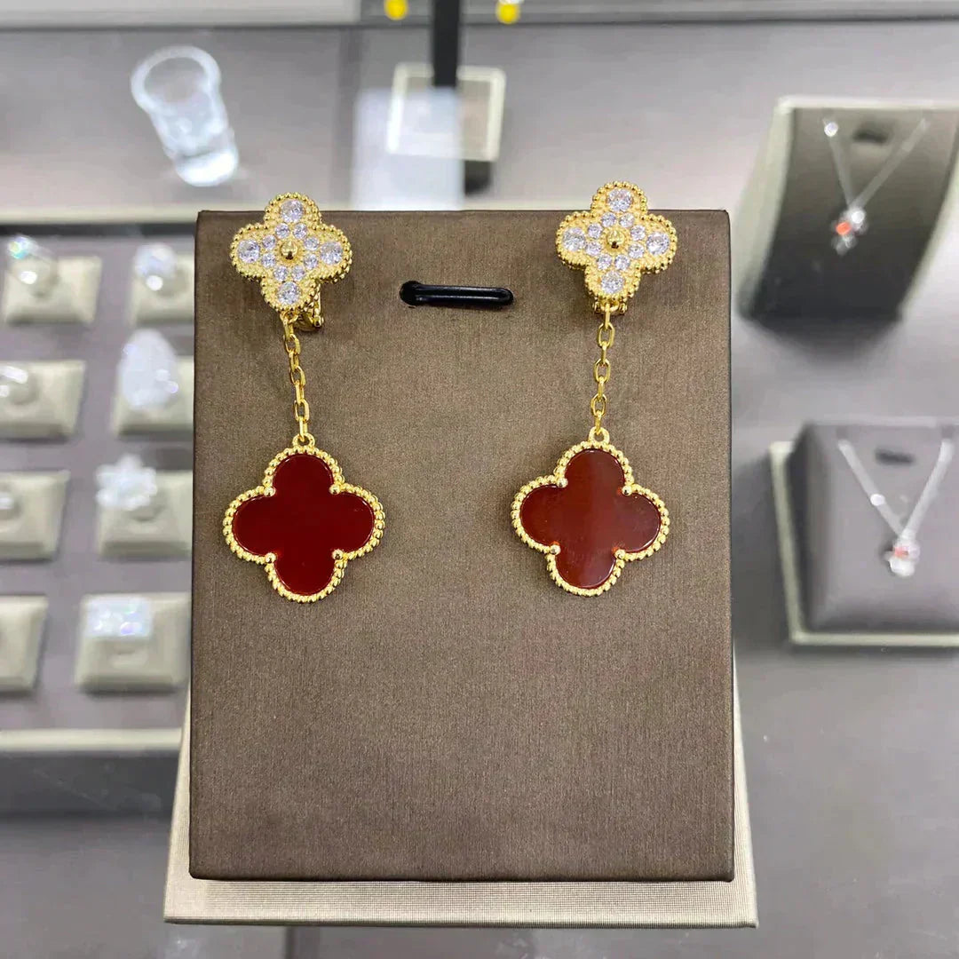 [Solara Jewelry]CLOVER  2 MOTIFS  DIAMOND  EARRINGS (MULTIPLE CHOICESç´
