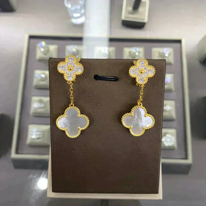 [Solara Jewelry]CLOVER  2 MOTIFS  DIAMOND  EARRINGS (MULTIPLE CHOICESç´