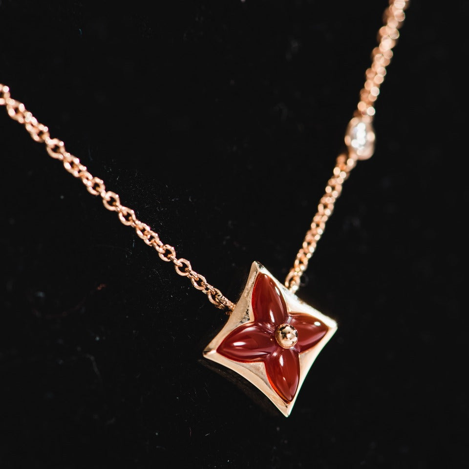 [Solara Jewelry]STAR NECKLACE PINK GOLD 1 DIAMOND