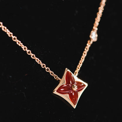 [Solara Jewelry]STAR NECKLACE PINK GOLD 1 DIAMOND