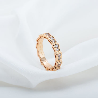 [Solara Jewelry]SERPENTI RING PINK GOLD DIAMOND PAVED 3MM