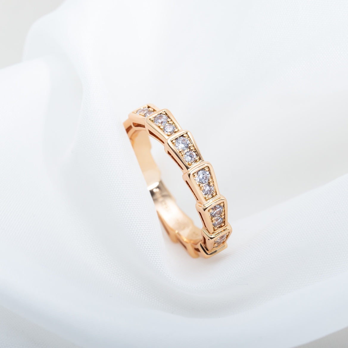 [Solara Jewelry]SERPENTI RING PINK GOLD DIAMOND PAVED 3MM