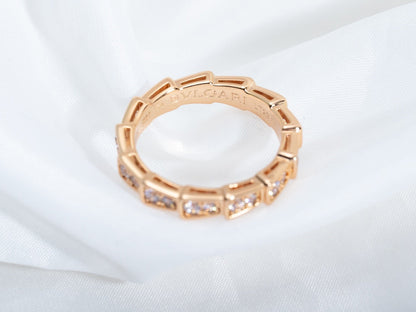 [Solara Jewelry]SERPENTI RING PINK GOLD DIAMOND PAVED 3MM
