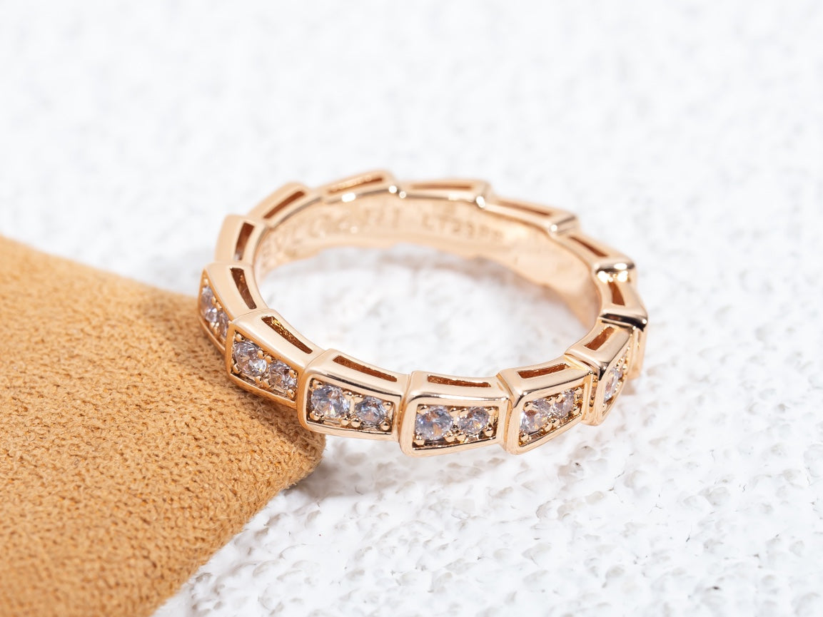 [Solara Jewelry]SERPENTI RING PINK GOLD DIAMOND PAVED 3MM