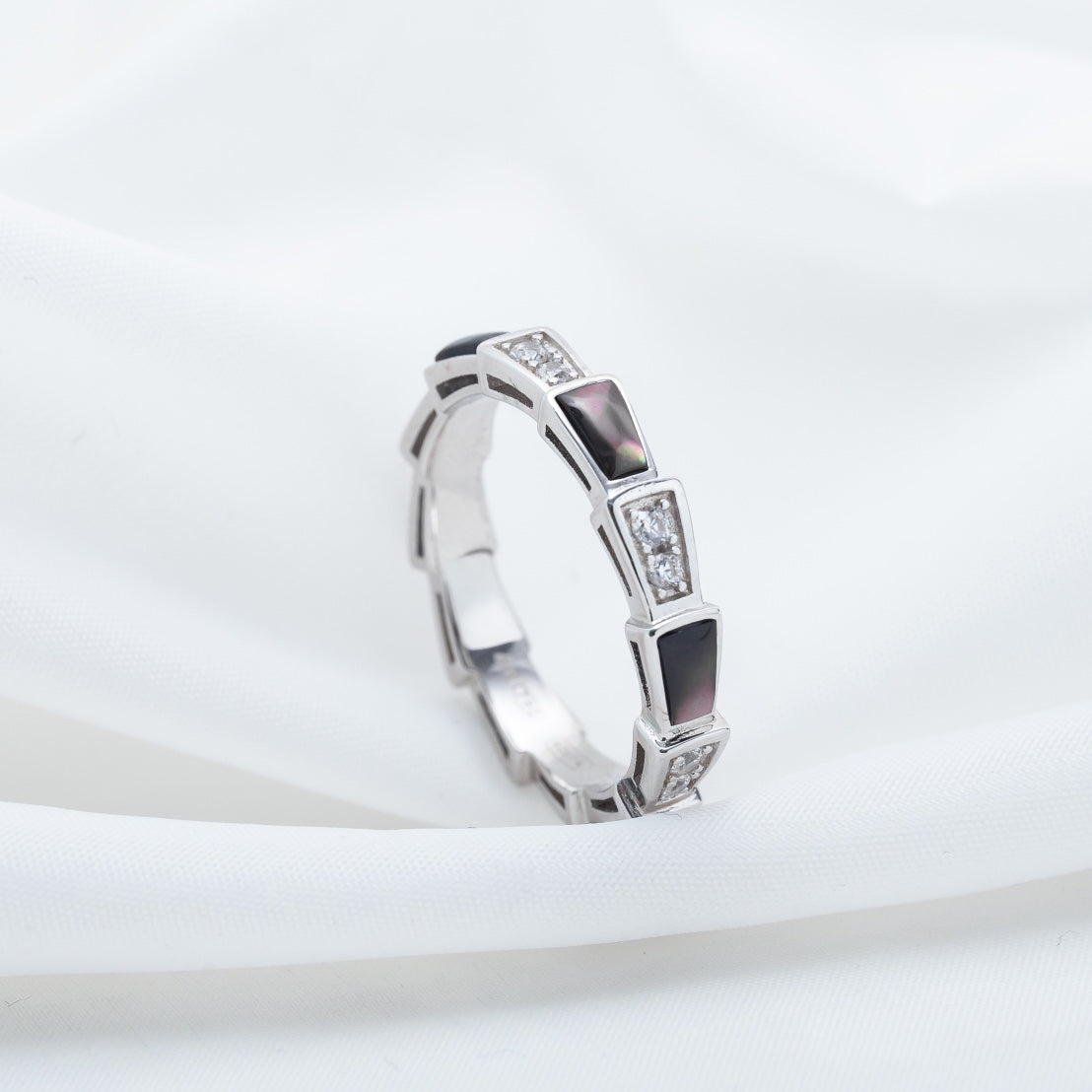 [Solara Jewelry]SERPENTI RING SILVER  DIAMOND BLACK MOP 3MM