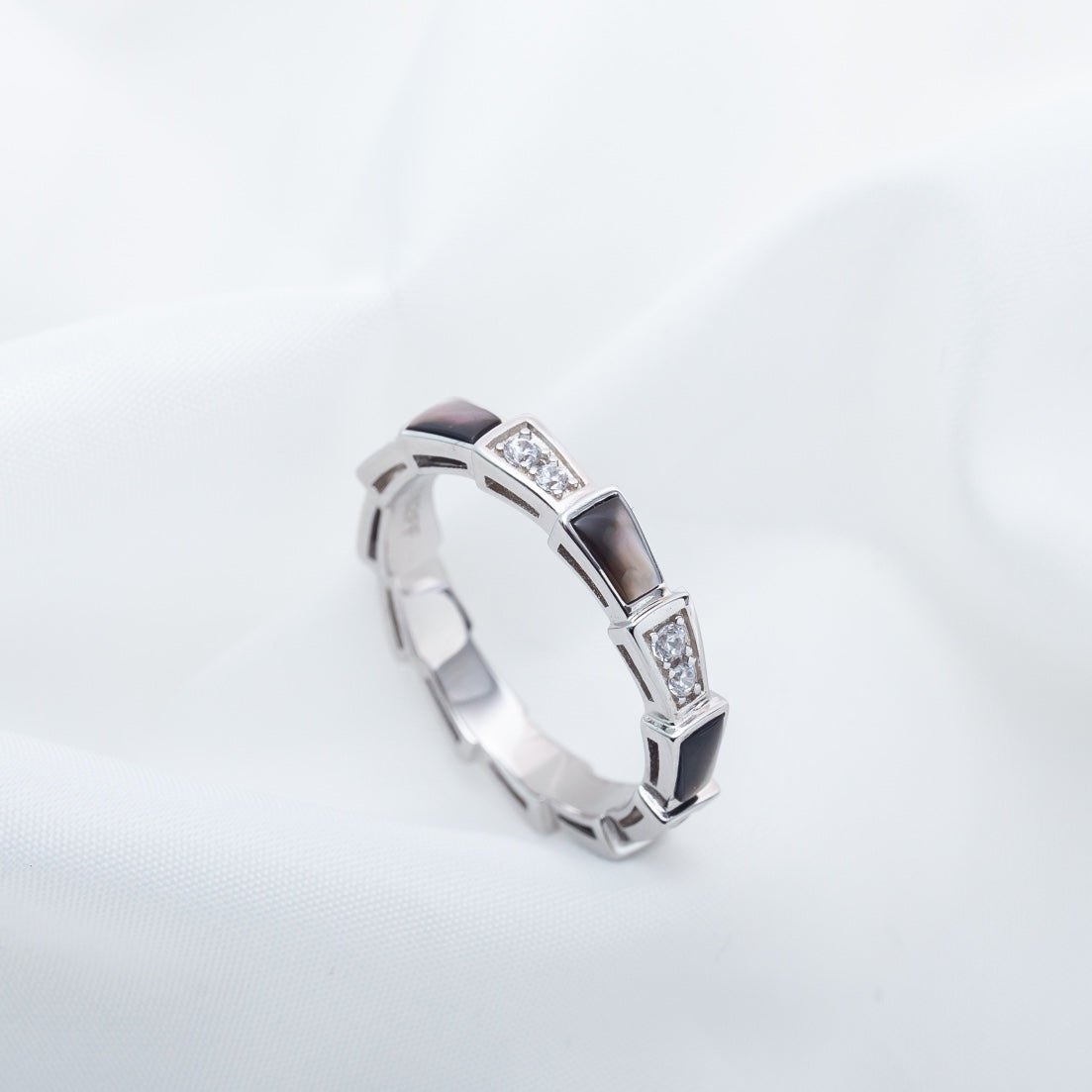 [Solara Jewelry]SERPENTI RING SILVER  DIAMOND BLACK MOP 3MM