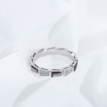 [Solara Jewelry]SERPENTI RING SILVER  DIAMOND BLACK MOP 3MM