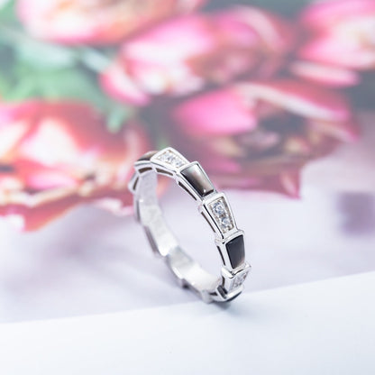 [Solara Jewelry]SERPENTI RING SILVER  DIAMOND BLACK MOP 3MM