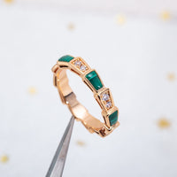 [Solara Jewelry]SERPENTI RING PINK GOLD MALACHITE DIAMOND 3MM