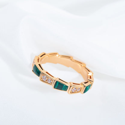 [Solara Jewelry]SERPENTI RING PINK GOLD MALACHITE DIAMOND 3MM
