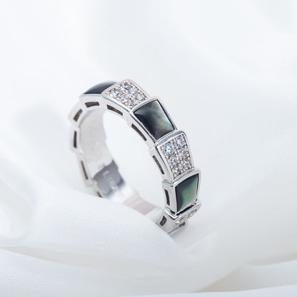 [Solara Jewelry]SERPENTI RING SILVER DIAMOND BLACK MOP 4MM