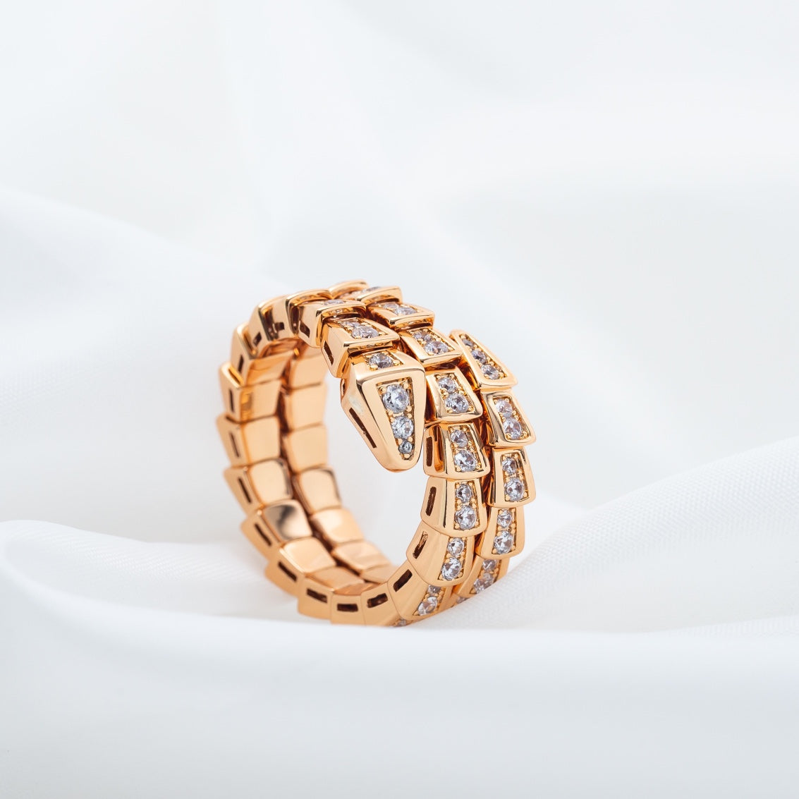 [Solara Jewelry]SERPENTI RING PINK GOLD DIAMOND DOUBLE ROW