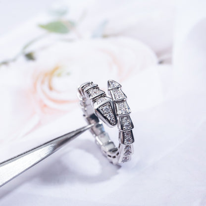 [Solara Jewelry]SERPENTI RING SILVER DIAMOND PAVED 4MM